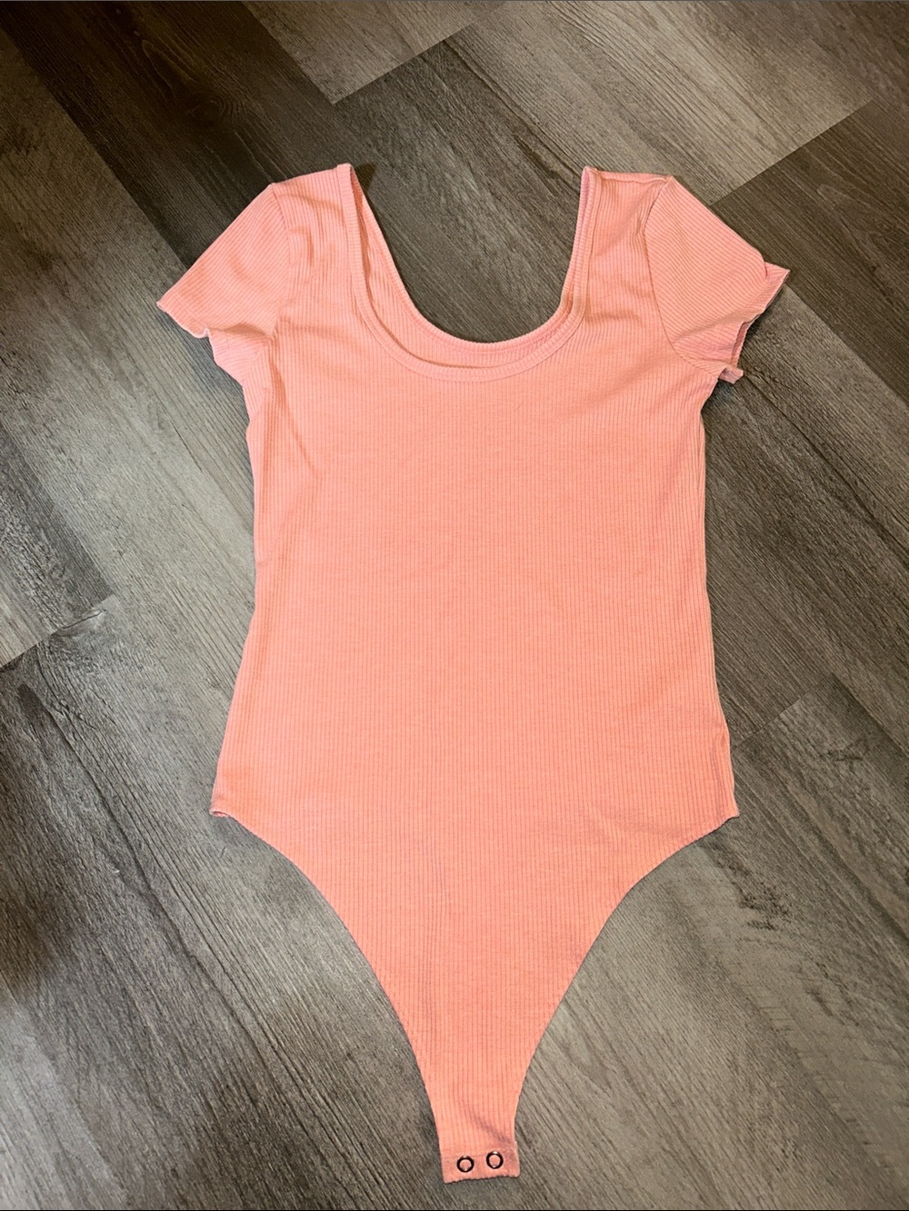 American eagle Coral/light pink ribbed Short Sleeve One-Piece Bodysuit